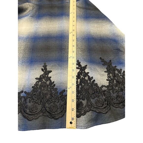 Milly Size 6 Plaid Flannel Fit & Flare Lace Trim Dress EUC Dark Romantic - Picture 8 of 8